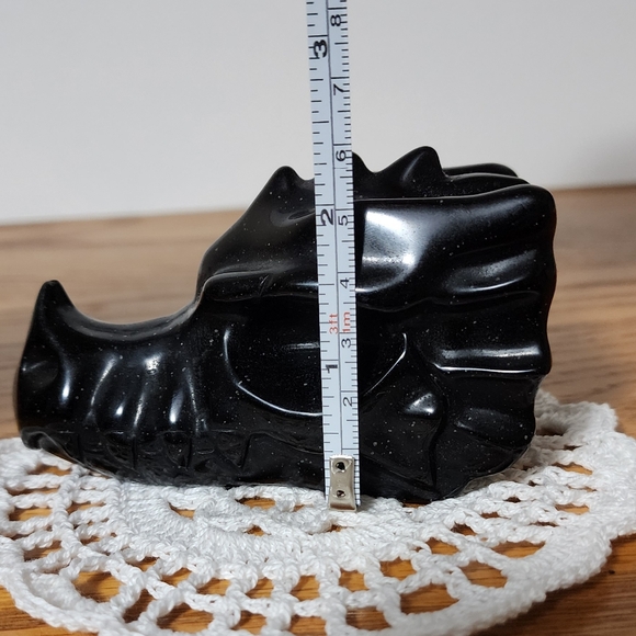 Snowflake Obsidian Dragon Skull - Picture 7 of 9